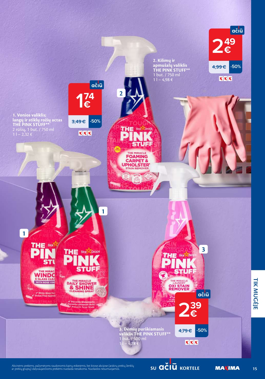 Dėmių purškiamasis valiklis THE PINK STUFF - Maxima | Akcijukas